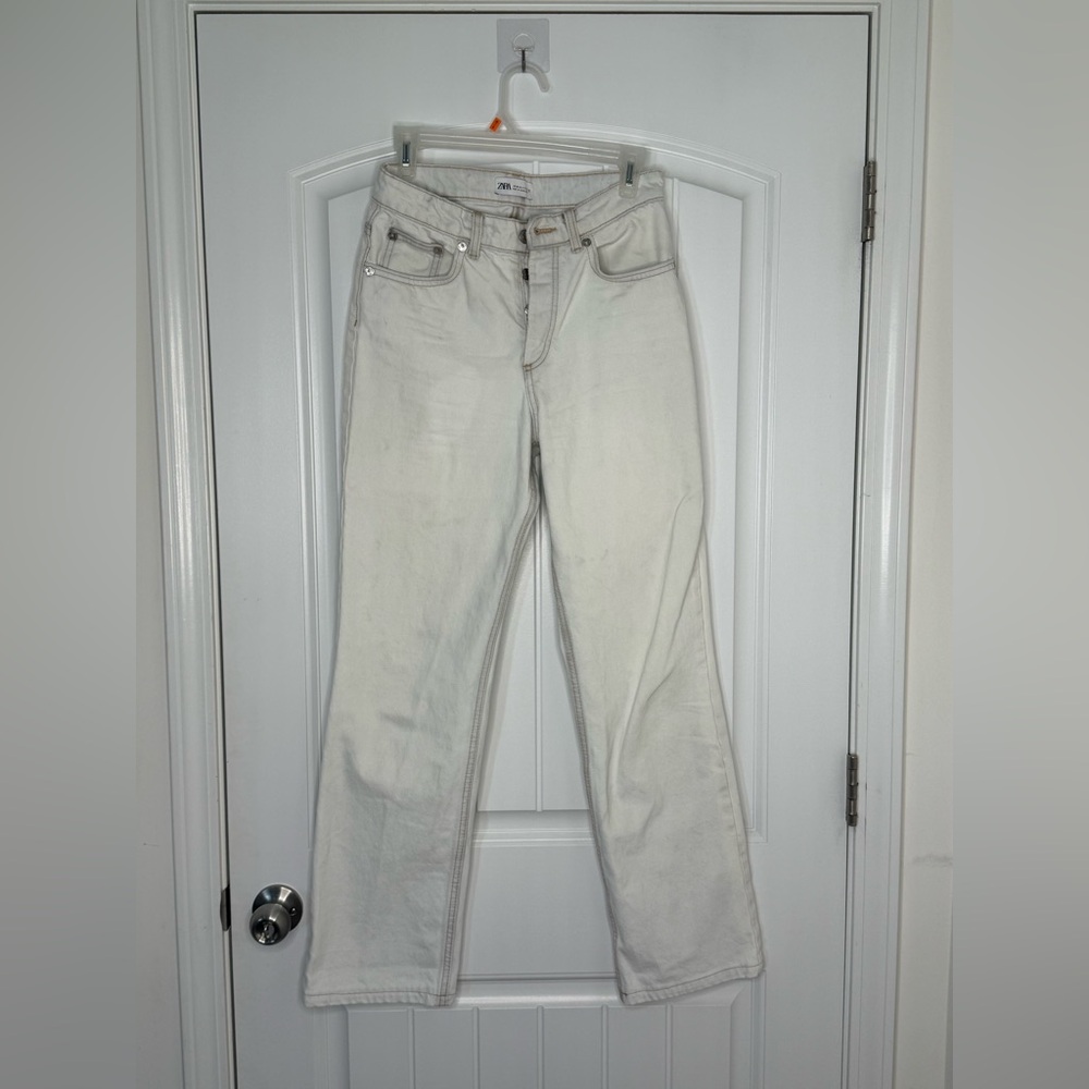 Zara White Denim Jeans.
